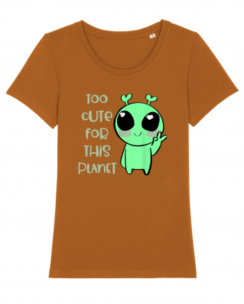 Too Cute For This Planet Kawaii Alien Art Roasted Orange