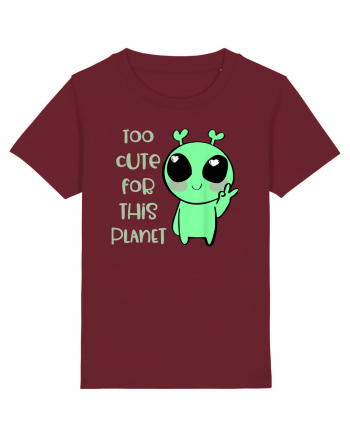 Too Cute For This Planet Kawaii Alien Art Burgundy