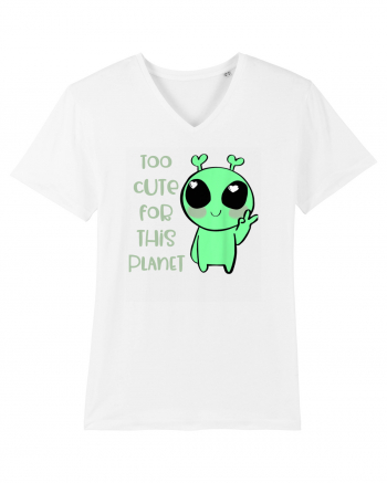 Too Cute For This Planet Kawaii Alien Art White