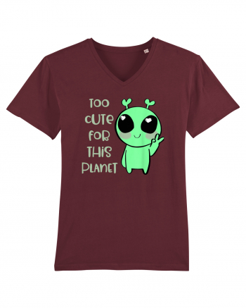 Too Cute For This Planet Kawaii Alien Art Burgundy