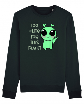 Too Cute For This Planet Kawaii Alien Art Black