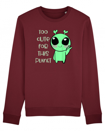 Too Cute For This Planet Kawaii Alien Art Burgundy