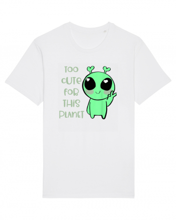 Too Cute For This Planet Kawaii Alien Art White