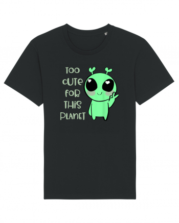 Too Cute For This Planet Kawaii Alien Art Black