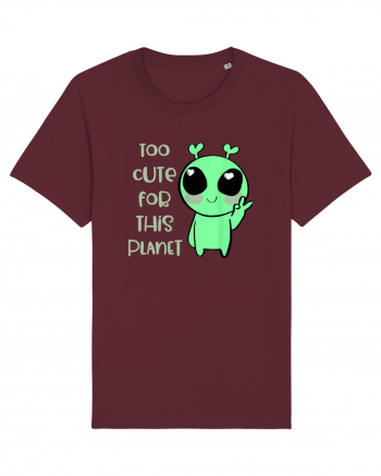 Too Cute For This Planet Kawaii Alien Art Burgundy