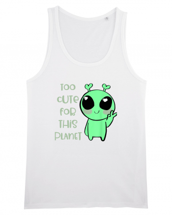 Too Cute For This Planet Kawaii Alien Art White