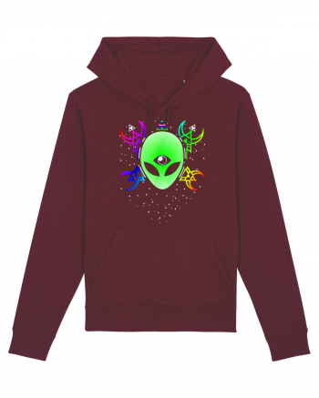 Trippy Rave Alien Sacred Geometry Spiritual Burgundy