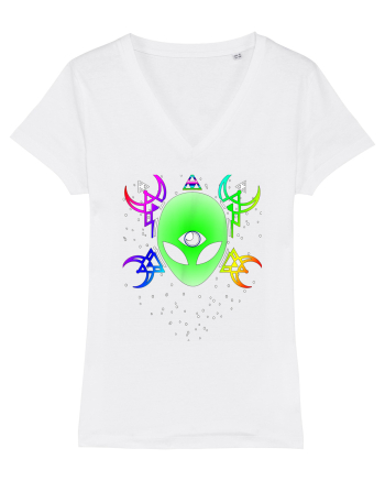 Trippy Rave Alien Sacred Geometry Spiritual White