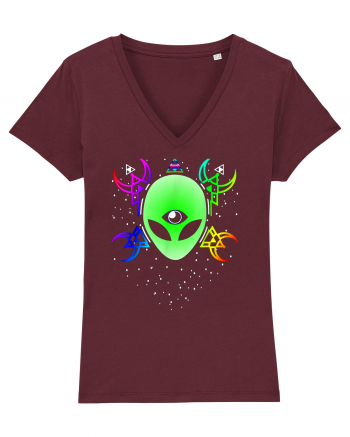 Trippy Rave Alien Sacred Geometry Spiritual Burgundy