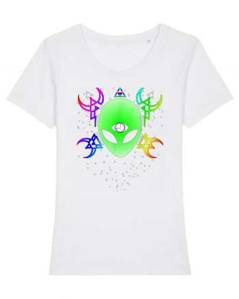 Trippy Rave Alien Sacred Geometry Spiritual White