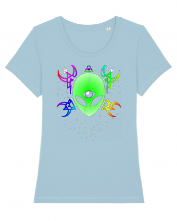 Trippy Rave Alien Sacred Geometry Spiritual Sky Blue