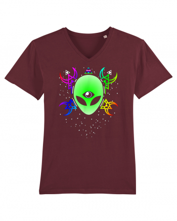 Trippy Rave Alien Sacred Geometry Spiritual Burgundy