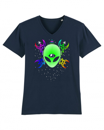 Trippy Rave Alien Sacred Geometry Spiritual French Navy