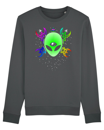 Trippy Rave Alien Sacred Geometry Spiritual Anthracite