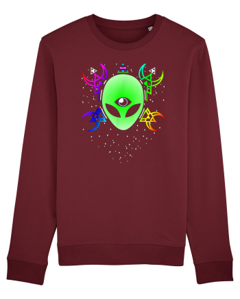 Trippy Rave Alien Sacred Geometry Spiritual Burgundy