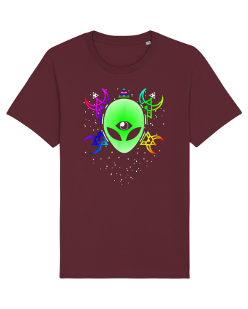 Trippy Rave Alien Sacred Geometry Spiritual Burgundy