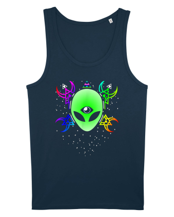 Trippy Rave Alien Sacred Geometry Spiritual Navy