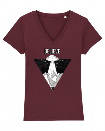 UFO Believe Alien Abduction Burgundy