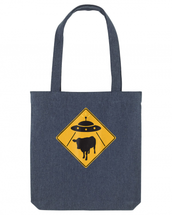 UFO Cow Abduction Warning Sign Midnight Blue