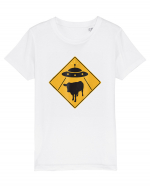 UFO Cow Abduction Warning Sign Tricou mânecă scurtă  Copii Mini Creator