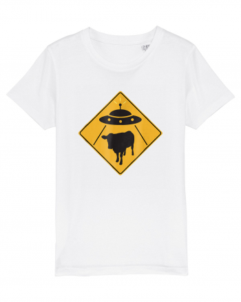 UFO Cow Abduction Warning Sign White