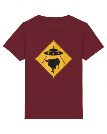 UFO Cow Abduction Warning Sign Burgundy