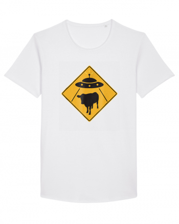 UFO Cow Abduction Warning Sign White