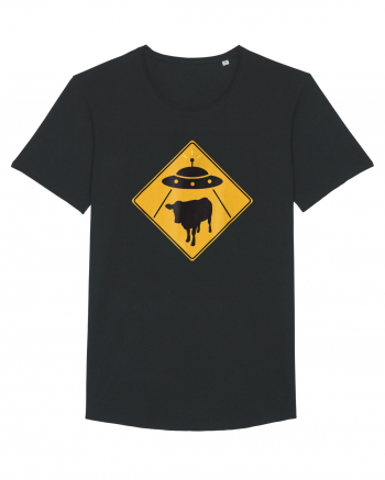 UFO Cow Abduction Warning Sign Black