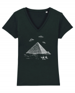 UFO Pyramid Alien Tricou mânecă scurtă guler V Damă Evoker