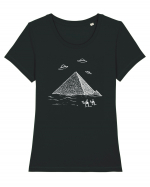 UFO Pyramid Alien Tricou mânecă scurtă guler larg fitted Damă Expresser