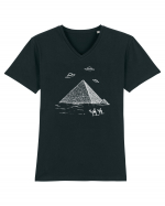 UFO Pyramid Alien Tricou mânecă scurtă guler V Bărbat Presenter