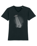 UFO Space Alien Abduction Flying Saucer Tricou mânecă scurtă guler V Bărbat Presenter