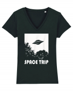 UFO Space Trip Tricou mânecă scurtă guler V Damă Evoker