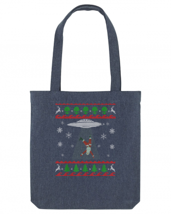 Mos Craciun Alien Ugly Christmas Sweater Midnight Blue