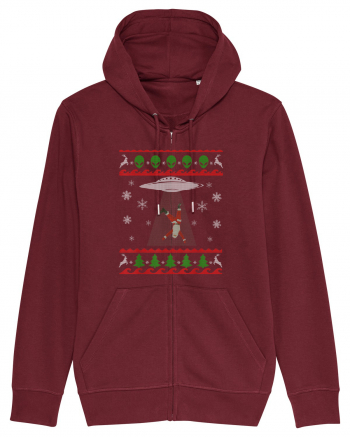 Mos Craciun Alien Ugly Christmas Sweater Burgundy