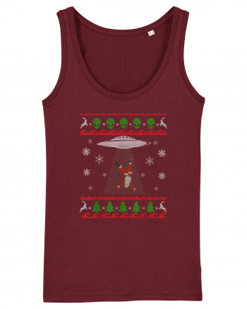 Mos Craciun Alien Ugly Christmas Sweater Burgundy