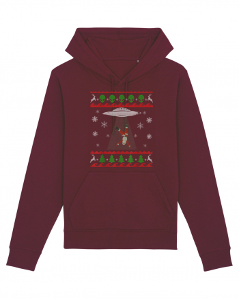 Mos Craciun Alien Ugly Christmas Sweater Burgundy