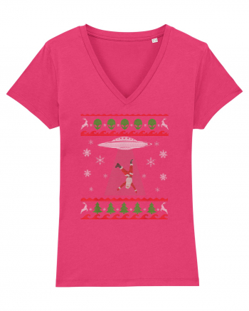 Mos Craciun Alien Ugly Christmas Sweater Raspberry