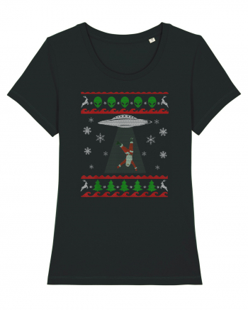 Mos Craciun Alien Ugly Christmas Sweater Black