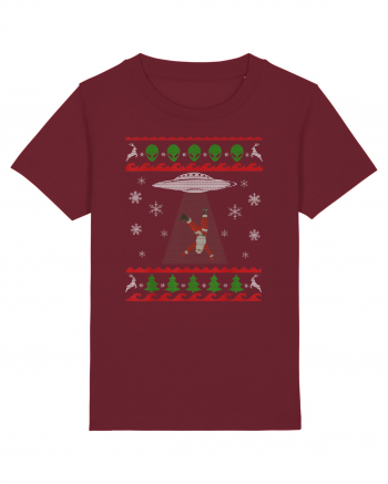 Mos Craciun Alien Ugly Christmas Sweater Burgundy