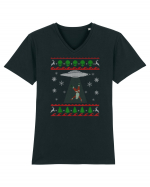 Mos Craciun Alien Ugly Christmas Sweater Tricou mânecă scurtă guler V Bărbat Presenter