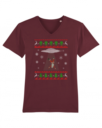 Mos Craciun Alien Ugly Christmas Sweater Burgundy