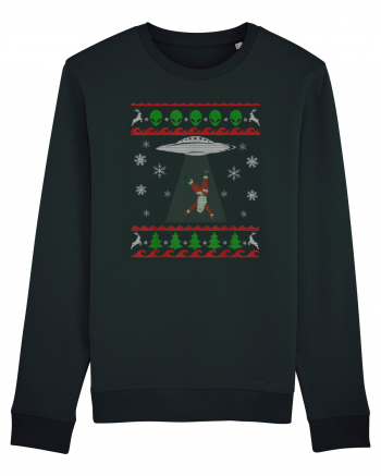 Mos Craciun Alien Ugly Christmas Sweater Black