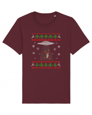 Mos Craciun Alien Ugly Christmas Sweater Burgundy