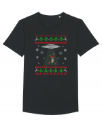 Mos Craciun Alien Ugly Christmas Sweater Tricou mânecă scurtă guler larg Bărbat Skater