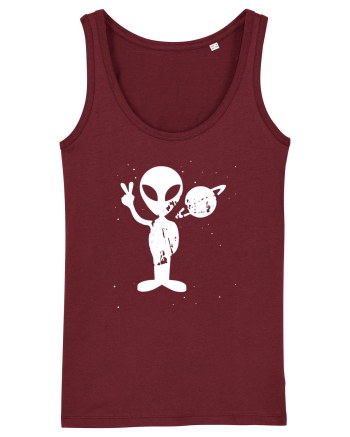 Vintage 1970s Tie Dye Groovy Alien Peace Burgundy