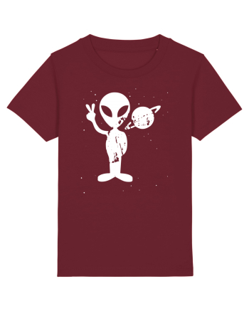 Vintage 1970s Tie Dye Groovy Alien Peace Burgundy