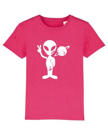 Vintage 1970s Tie Dye Groovy Alien Peace Raspberry