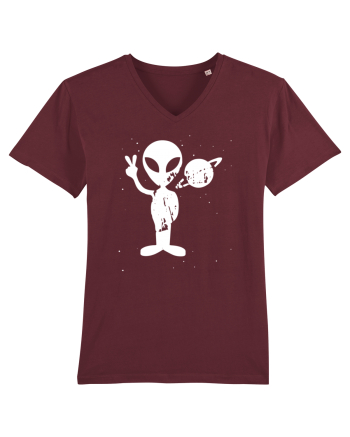 Vintage 1970s Tie Dye Groovy Alien Peace Burgundy