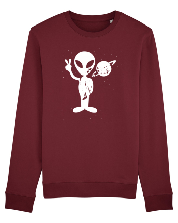 Vintage 1970s Tie Dye Groovy Alien Peace Burgundy